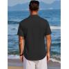 COOFANDY Men’s Beach Summer Shirts Linen Texture Shirts Short Sleeve Casual Button Down Shirt(Black)