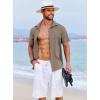 COOFANDY Men’s Beach Summer Shirts Linen Texture Shirts Short Sleeve Casual Button Down Shirt(Brown)
