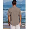 COOFANDY Men’s Beach Summer Shirts Linen Texture Shirts Short Sleeve Casual Button Down Shirt(Brown)