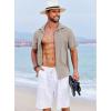 COOFANDY Men’s Beach Summer Shirts Linen Texture Shirts Short Sleeve Casual Button Down Shirt(Champagne)