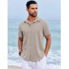 COOFANDY Men’s Beach Summer Shirts Linen Texture Shirts Short Sleeve Casual Button Down Shirt(Champagne)