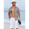 COOFANDY Men’s Beach Summer Shirts Linen Texture Shirts Short Sleeve Casual Button Down Shirt(Light Gray)