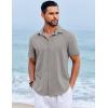 COOFANDY Men’s Beach Summer Shirts Linen Texture Shirts Short Sleeve Casual Button Down Shirt(Light Gray)