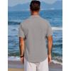 COOFANDY Men’s Beach Summer Shirts Linen Texture Shirts Short Sleeve Casual Button Down Shirt(Light Gray)