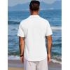 COOFANDY Men’s Beach Summer Shirts Linen Texture Shirts Short Sleeve Casual Button Down Shirt(White)