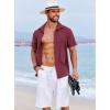 COOFANDY Men’s Beach Summer Shirts Linen Texture Shirts Short Sleeve Casual Button Down Shirt(Wine Red)