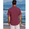 COOFANDY Men’s Beach Summer Shirts Linen Texture Shirts Short Sleeve Casual Button Down Shirt(Wine Red)