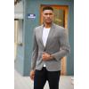 COOFANDY Mens Blazer Jacket One Button Casual Suit Jackets Stretch Knit Sport Coat(Light Gray)