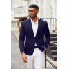 COOFANDY Mens Blazer Jacket One Button Casual Suit Jackets Stretch Knit Sport Coat(Navy Blue)