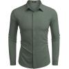 COOFANDY Men’s Business Dress Shirts Wrinkle Free Long Sleeve Regular Fit Dress Shirt Textured Casual Button Down Shirts(Army Green)