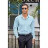 COOFANDY Men’s Business Dress Shirts Wrinkle Free Long Sleeve Regular Fit Dress Shirt Textured Casual Button Down Shirts(Light Blue)