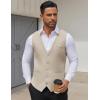 COOFANDY Men’s Business Suit Vests Slim Fit Formal Dress Waistcoat Groomsman Vest For Wedding(Beige)