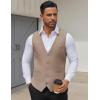 COOFANDY Men’s Business Suit Vests Slim Fit Formal Dress Waistcoat Groomsman Vest For Wedding(Khaki)