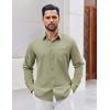 COOFANDY Mens Button Down Shirt Casual Untucked Shirts Long Sleeve Dress Shirt with Pocket(Army Green)