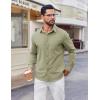 COOFANDY Mens Button Down Shirt Casual Untucked Shirts Long Sleeve Dress Shirt with Pocket(Army Green)