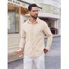 COOFANDY Mens Button Down Shirt Casual Untucked Shirts Long Sleeve Dress Shirt with Pocket(Beige)