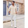 COOFANDY Mens Button Down Shirt Casual Untucked Shirts Long Sleeve Dress Shirt with Pocket(Beige)