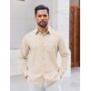 COOFANDY Mens Button Down Shirt Casual Untucked Shirts Long Sleeve Dress Shirt with Pocket(Beige)