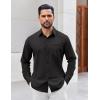 COOFANDY Mens Button Down Shirt Casual Untucked Shirts Long Sleeve Dress Shirt with Pocket(Black)