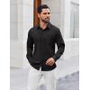 COOFANDY Mens Button Down Shirt Casual Untucked Shirts Long Sleeve Dress Shirt with Pocket(Black)