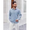 COOFANDY Mens Button Down Shirt Casual Untucked Shirts Long Sleeve Dress Shirt with Pocket(Blue)