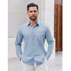 COOFANDY Mens Button Down Shirt Casual Untucked Shirts Long Sleeve Dress Shirt with Pocket(Blue)