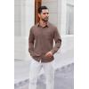 COOFANDY Mens Button Down Shirt Casual Untucked Shirts Long Sleeve Dress Shirt with Pocket(Brown)