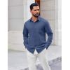 COOFANDY Mens Button Down Shirt Casual Untucked Shirts Long Sleeve Dress Shirt with Pocket(Dark Blue)