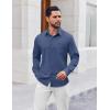 COOFANDY Mens Button Down Shirt Casual Untucked Shirts Long Sleeve Dress Shirt with Pocket(Dark Blue)