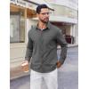 COOFANDY Mens Button Down Shirt Casual Untucked Shirts Long Sleeve Dress Shirt with Pocket(Dark Grey)