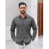 COOFANDY Mens Button Down Shirt Casual Untucked Shirts Long Sleeve Dress Shirt with Pocket(Dark Grey)