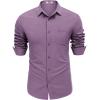 COOFANDY Mens Button Down Shirt Casual Untucked Shirts Long Sleeve Dress Shirt with Pocket(Deep Purple)