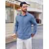 COOFANDY Mens Button Down Shirt Casual Untucked Shirts Long Sleeve Dress Shirt with Pocket(Denim Blue)