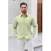 COOFANDY Mens Button Down Shirt Casual Untucked Shirts Long Sleeve Dress Shirt with Pocket(Light Green)