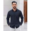 COOFANDY Mens Button Down Shirt Casual Untucked Shirts Long Sleeve Dress Shirt with Pocket(Navy Blue)