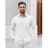 COOFANDY Mens Button Down Shirt Casual Untucked Shirts Long Sleeve Dress Shirt with Pocket(White)
