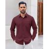 COOFANDY Mens Button Down Shirt Casual Untucked Shirts Long Sleeve Dress Shirt with Pocket(Wine Red)