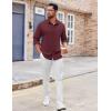 COOFANDY Mens Button Down Shirt Casual Untucked Shirts Long Sleeve Dress Shirt with Pocket(Wine Red)