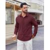 COOFANDY Mens Button Down Shirt Casual Untucked Shirts Long Sleeve Dress Shirt with Pocket(Wine Red)