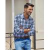 COOFANDY Mens Button Down Shirt Cotton Long Sleeves Dress Shirt Wrinkle Free Casual Plaid Shirt(Black Blue Plaid)