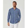 COOFANDY Mens Button Down Shirt Cotton Long Sleeves Dress Shirt Wrinkle Free Casual Plaid Shirt(Navy Blue Green Plaid)