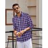 COOFANDY Mens Button Down Shirt Cotton Long Sleeves Dress Shirt Wrinkle Free Casual Plaid Shirt(Navy Blue Red Plaid)