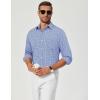 COOFANDY Mens Button Down Shirt Cotton Long Sleeves Dress Shirt Wrinkle Free Casual Plaid Shirt(Sky Blue Gingham)