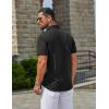 COOFANDY Men’s Button Down Shirts Casual Short Sleeve Linen Shirt Summer Beach Top with Pocket(Black)