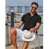 COOFANDY Men’s Button Down Shirts Casual Short Sleeve Linen Shirt Summer Beach Top with Pocket(Black)