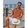 COOFANDY Men’s Button Down Shirts Casual Short Sleeve Linen Shirt Summer Beach Top with Pocket(Caramel)