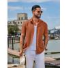 COOFANDY Men’s Button Down Shirts Casual Short Sleeve Linen Shirt Summer Beach Top with Pocket(Caramel)