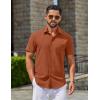 COOFANDY Men’s Button Down Shirts Casual Short Sleeve Linen Shirt Summer Beach Top with Pocket(Caramel)