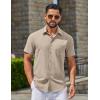 COOFANDY Men’s Button Down Shirts Casual Short Sleeve Linen Shirt Summer Beach Top with Pocket(Khaki)