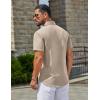 COOFANDY Men’s Button Down Shirts Casual Short Sleeve Linen Shirt Summer Beach Top with Pocket(Khaki)